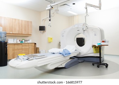 Interior Of Empty CT Scan Room In Hospital