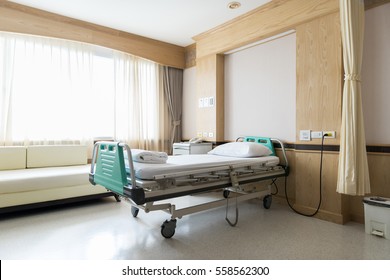 Interior of an empty hospital room.