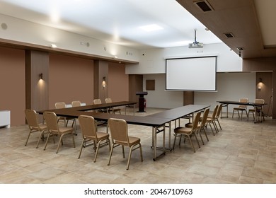 Interior of an empty hotel meeting room - Shutterstock ID 2046710963