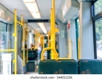 Interior Of Empty Modern European City Bus 