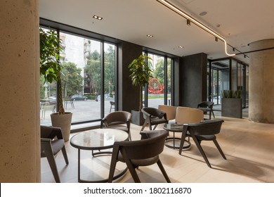 Interior Of A Empty Modern Hotel Lounge Bar