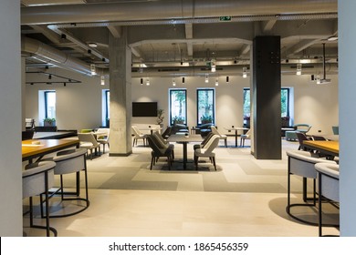 Interior of a empty modern hotel lounge cafe restaurant
