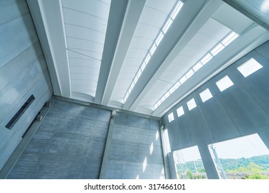 Interior of empty modern warehouse.