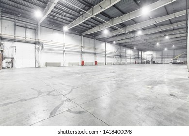 Interior of empty warehouse garage	