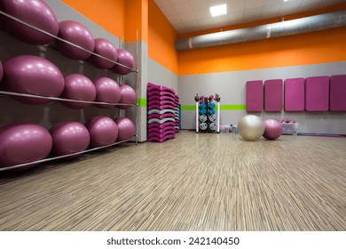 Interior of equipped gym at fitness center