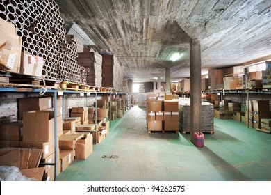 Interior Of A Factory, Warehouse Of Raw Materials.