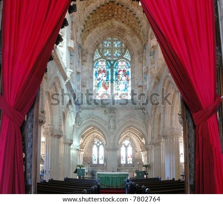 interior of famous Roslyn chapel known thanks to a bestselling novel