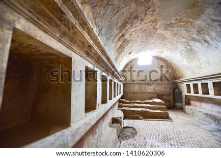 Interior of the Forum Baths of Pompeii in Southern Italy