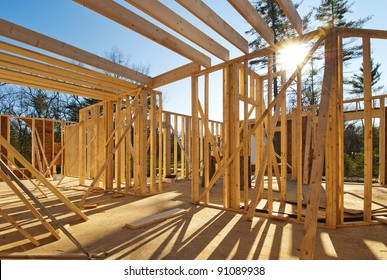 Interior Framing Of A New House Under Construction