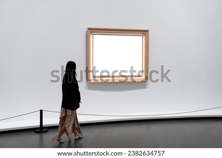 interior of gallery with blank frame