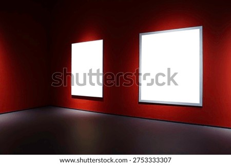 interior of gallery with blank frame