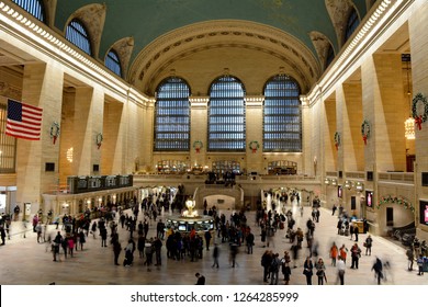 Interior Of Grand Central Station Decorated For Christmas, 89 East 42nd Street, New York, NY, USA On December 21, 2018