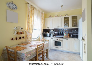 Interior Of A Guest House Room With Kitchen