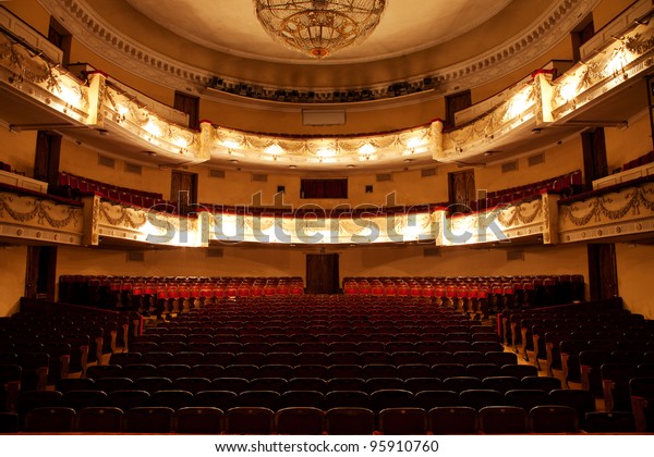 The interior of the\
hall in the theater