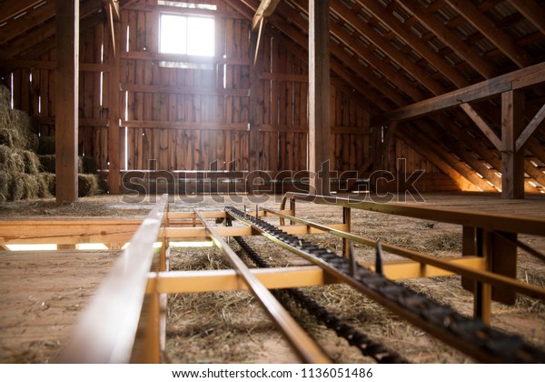 Interior Hayloft Barn Hay Conveyor Belt Stock Photo Edit Now