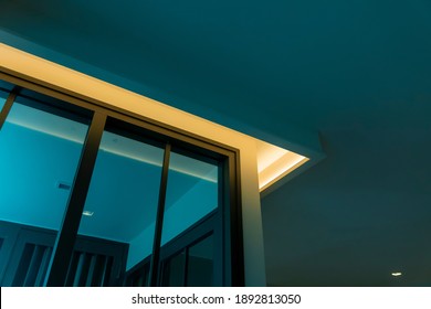 Interior Hidden LED Lighting Above Window Glass.