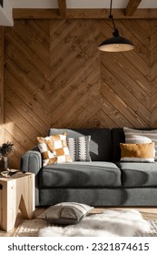 interior home wooden elegant living room dark cosy