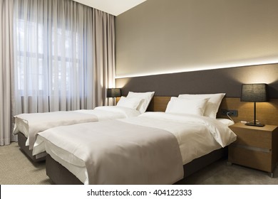 Interior of a hotel bedroom 