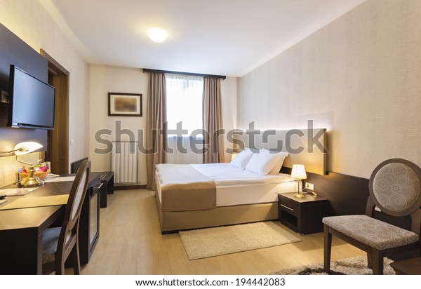 Interior Hotel Bedroom Framed Wall Mounted Stock Photo Edit