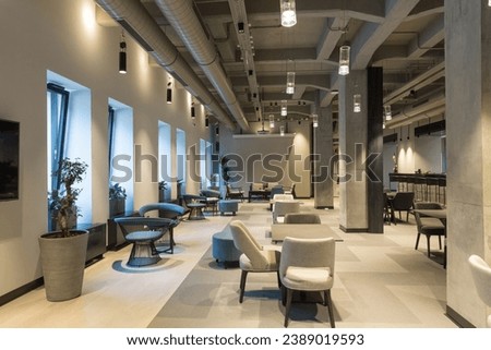 Interior of a hotel lounge restaurant