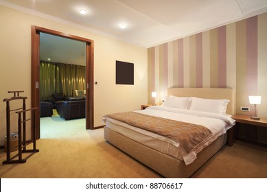 Interior Of A Hotel Room For Two, One Part Of A Large Apartment.