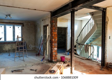 Interior Of A House Under Construction. Renovation Of An Apartment