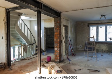 Interior of a house under construction. Renovation of an apartment