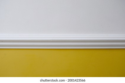 Interior Image Of White Dado Rail With Yellow Below And White Above