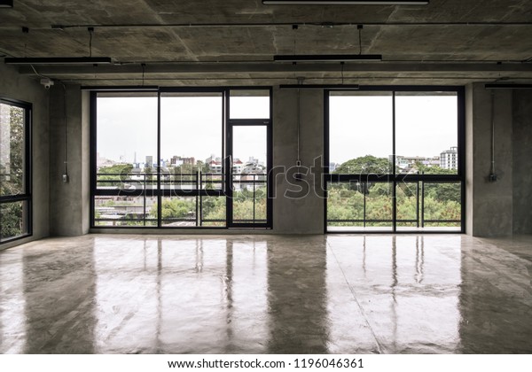 Interior Industrial Cement Loft Design Concept Stock Photo