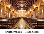 Interior inside the cathedral of the immaculate conception, Chanthaburi, Thailand 