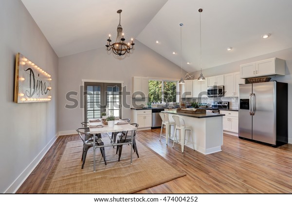 Interior Kitchen Dining Room High Vaulted Stock Photo Edit