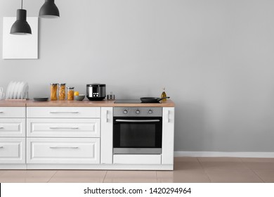 Interior Of Kitchen With Modern Oven