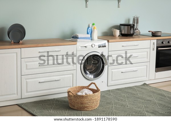 Interior Kitchen Modern Washing Machine 600w 1891178590 