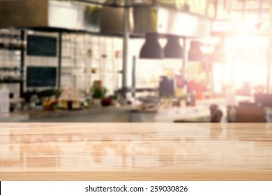 Interior Of Kitchen In Restaurant And Yellow Top Place 