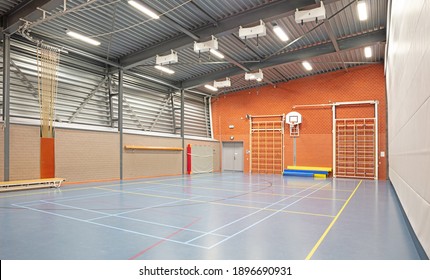 Interior Of A Large School Gym Hall, No Children