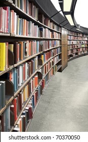 Interior Of A Library With Book Shelves