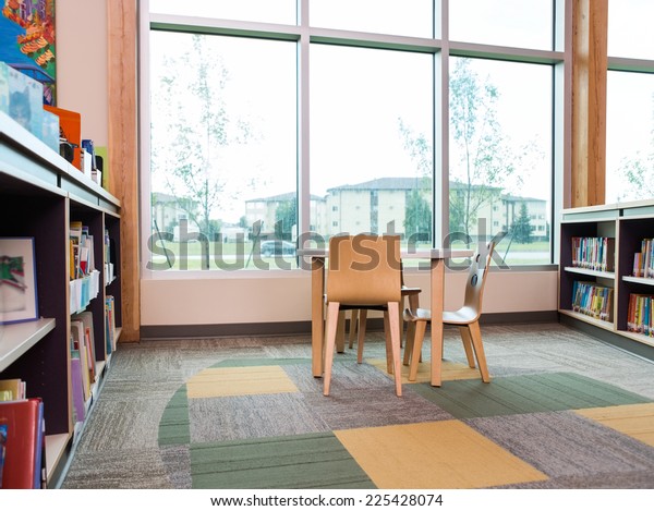 Interior Library Bookshelves Seating Arrangement Stock Photo Edit