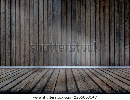 Interior with light and shade as background. wood wall and floor. wooden structure.