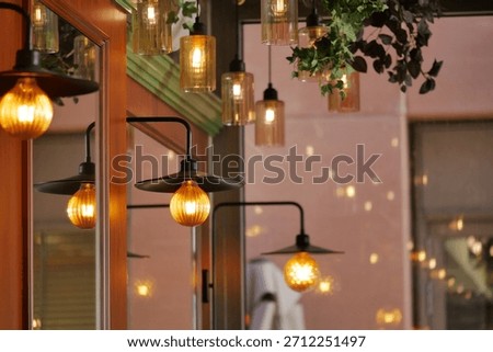 Interior lights and reflections in a modern space