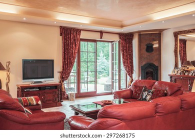 Interior Of Living Room In Colonial Style