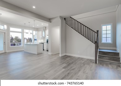 Interior Of A Living Room With Fireplace And Hardwood Floors.