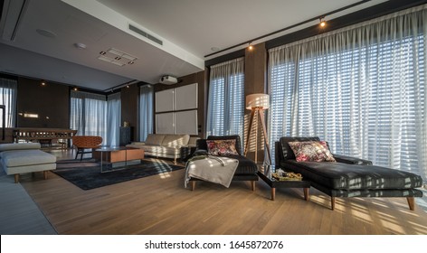 Interior Of A Living Room In A Luxury Penthouse Apartment