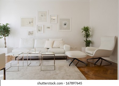 Interior Of Living Room With White Furniture