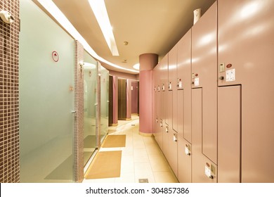 Interior Of A Locker, Shower, Changing Room 