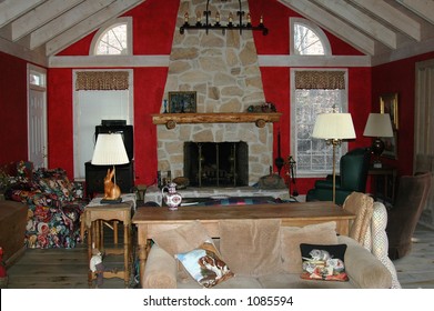 Interior Of A Log Cabin