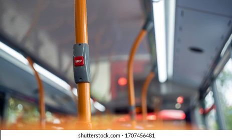 Interior London Bus, Stop Button.