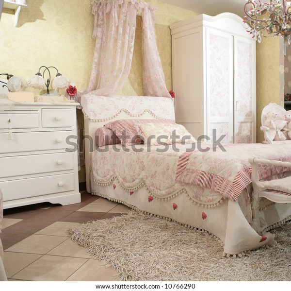 Interior Luxurious Baby Bedroom Rococo Style Royalty Free