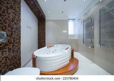 Interior Of A Luxury Bathroom With Jacuzzi Tub 