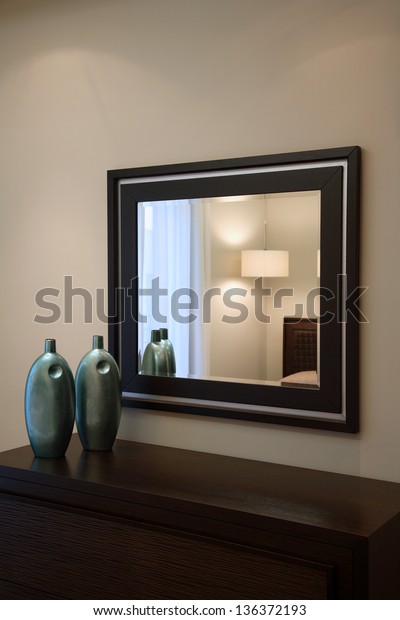 Interior Luxury Bedroom Big Mirror Desk Stock Photo Edit