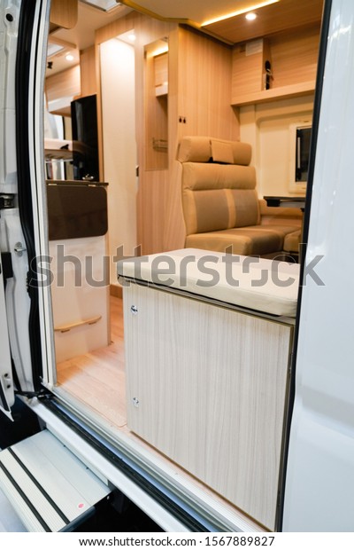 Interior of luxury camper van\
modern